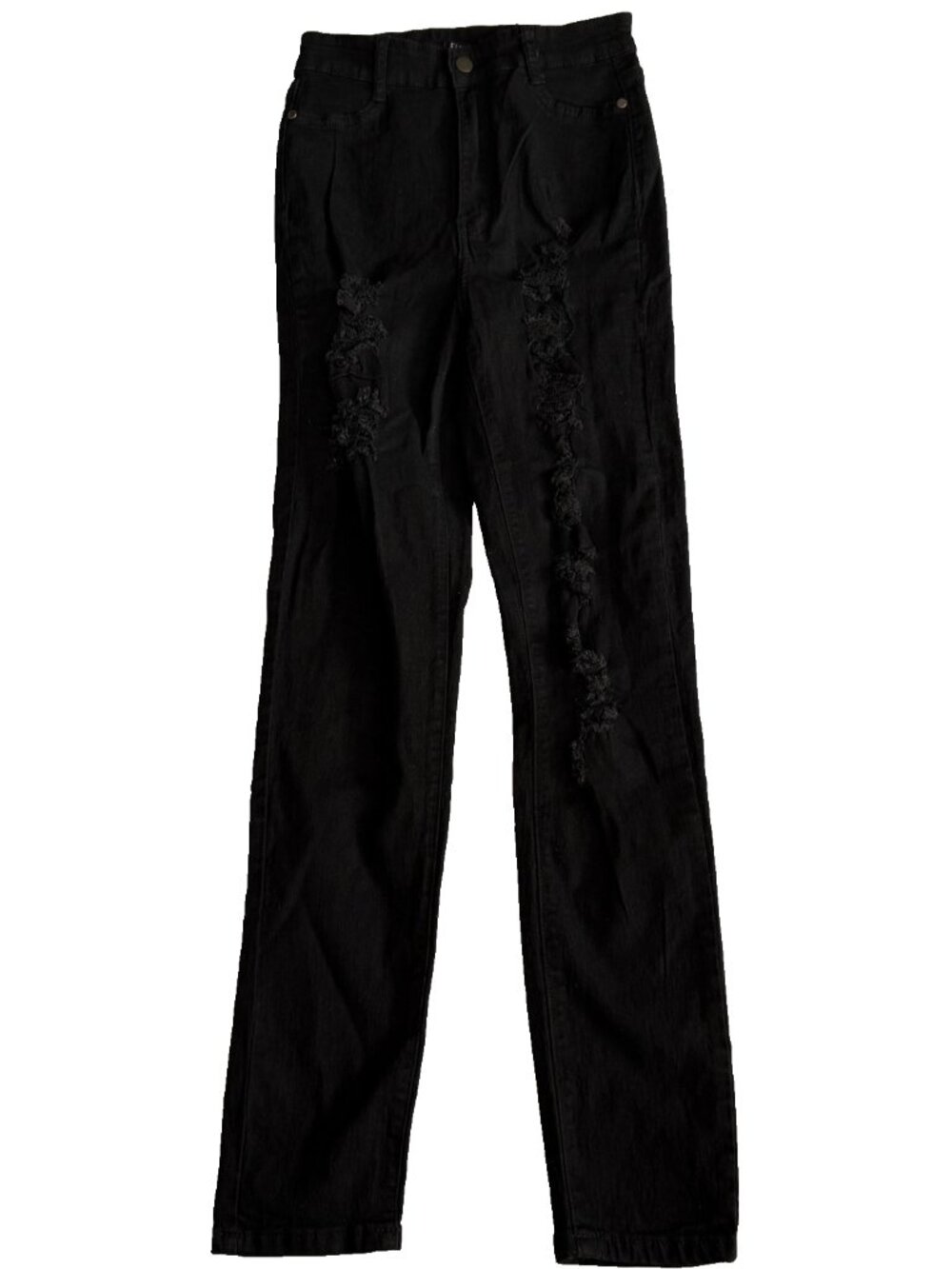 FASHION NOVA BLACK HIGH RISE RIPPED SKINNY JEANS WOMENS 9 26"x30.5" STRETCH